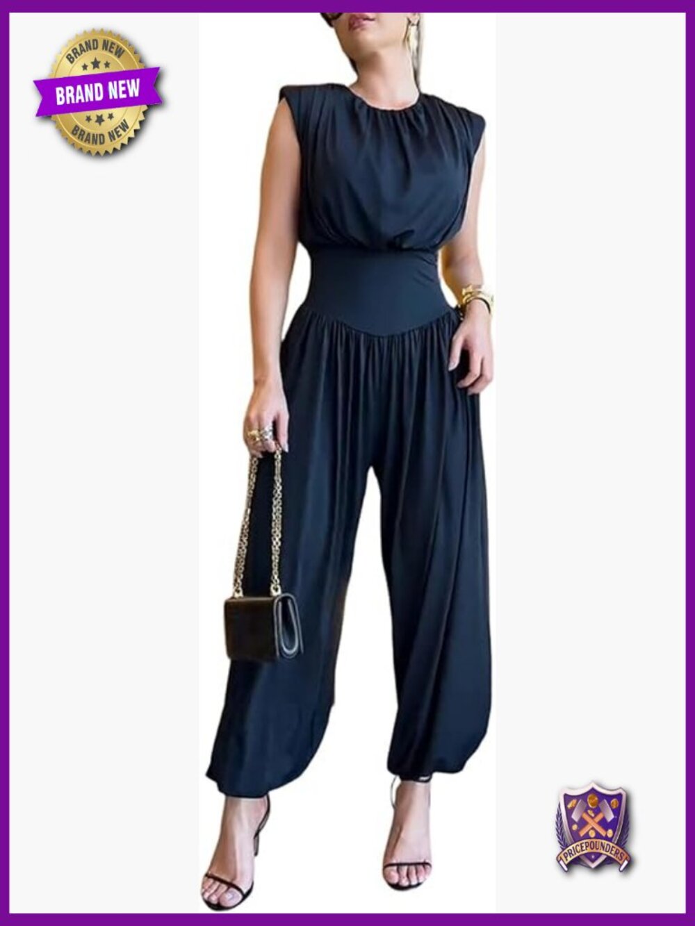 Womens Sleeveless One Piece Jumpsuit High Slit Casual Vacation Wear